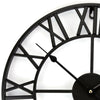 LARGE WALL CLOCK METAL BIG ROMAN NUMERALS GIANT OPEN FACE HOME DECOR 40CM BLACK