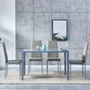 Modern Grey Glass Dining Table+4 Faux Leather Dining Chairs Set Dining Room Home