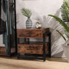 Vintage Wooden Bedside Cabinet Lamp Table 2 Drawer Storage Bedroom Nightstand