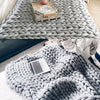 Wool Winter Warm Hand Woven Blanket Chunky Cable Knit Sofa Chair Blanket Grey