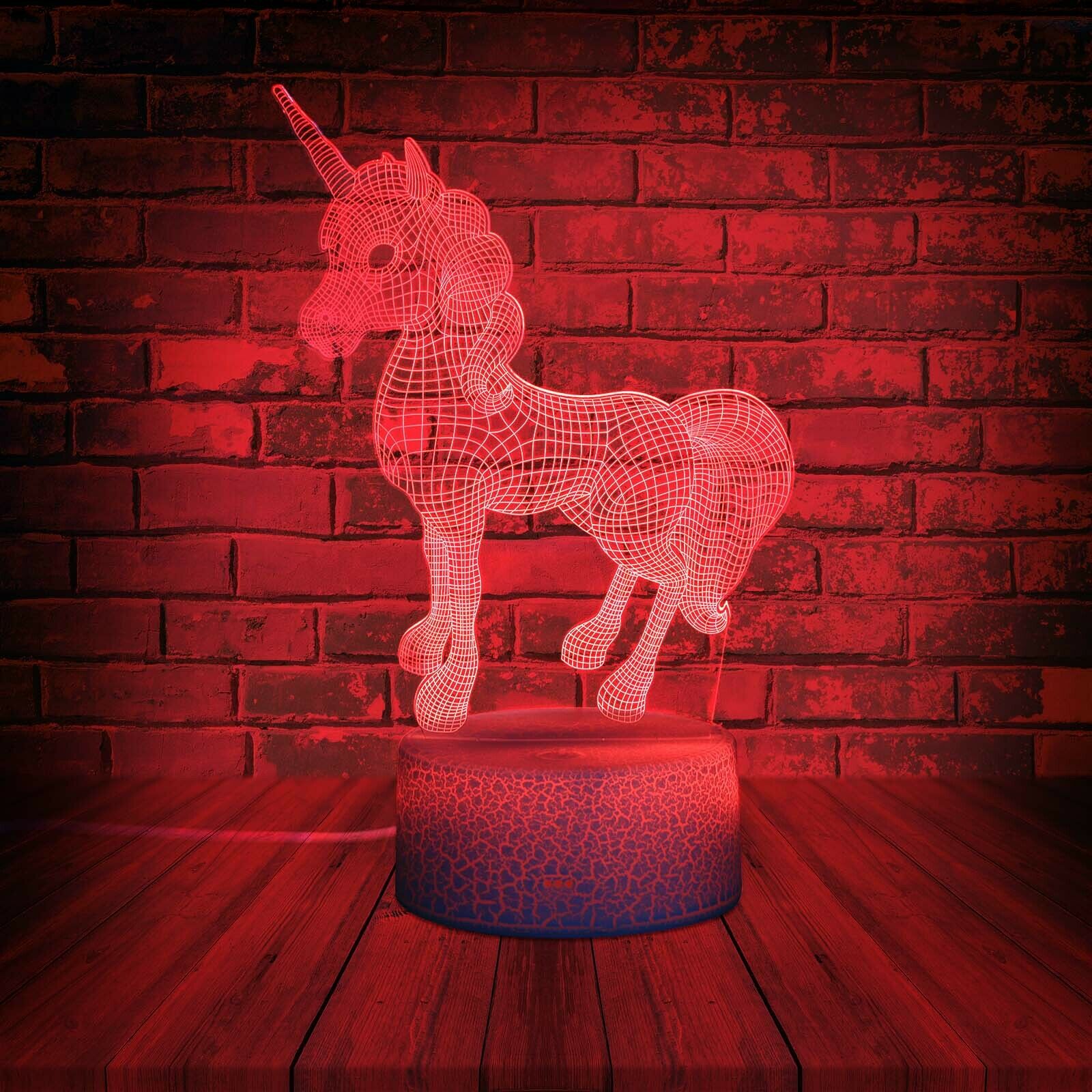 3D Unicorn LED Night Light USB Touch Colour Changing Table Lamp Kids Xmas Gifts