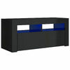 Modern White TV Unit Cabinet Stand 90cm High Gloss Doors with Free LED Lights
