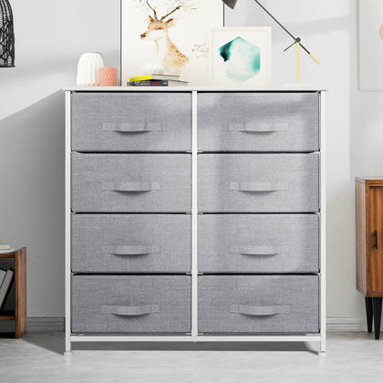 8-Drawers 4-Tier Fabric Chest of Drawer Bedroom Furniture Hallway Storage Grey