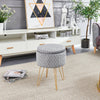 Large Foot Stool Storage Ottoman, Soft Padded Seat Golden Metal Legs Vanity Seat