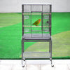 Large Metal Rolling Bird Cage with Stand Parrot Budgie Canary Cockatiel Aviary