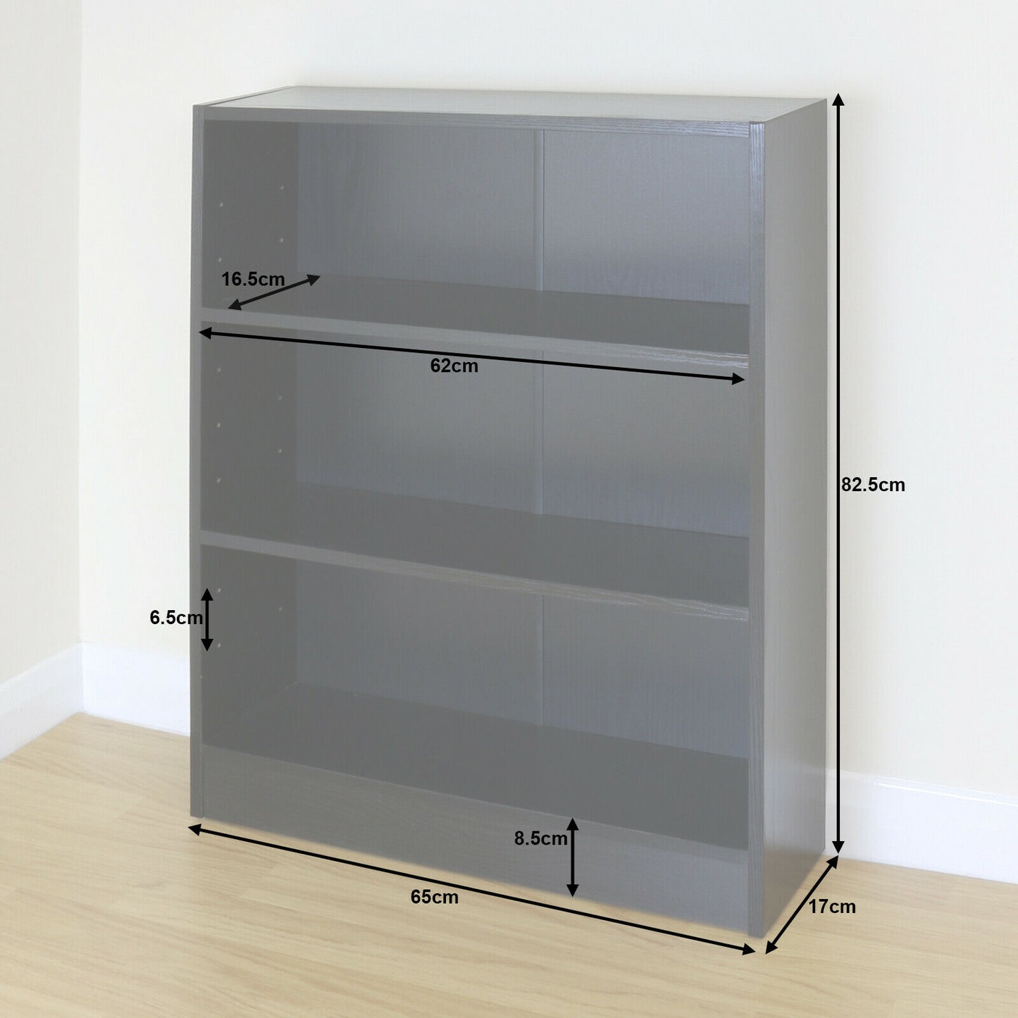 3 Tier Wooden Black Home/Office Bookcase Storage Display Unit Shelving/Cabinet