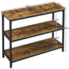 Console Table for Entryway 3 Tiers Industrial Hallway Table Metal Frame Brown