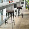 Industrial Tall Bar Stools High Seat Comfort with Backrest Rustic Brown & Black