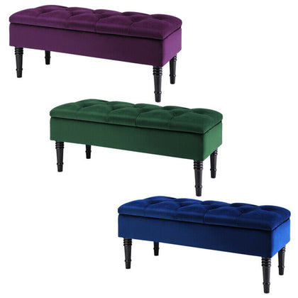 Upholstered Bedroom Bench w/Storage Window Seat Toy Box Footstool Ottoman Fabric