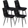 4 Pcs Velvet Dining Chairs Set Soft Padded Seat Metal Leg Office Kitchen Black