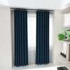 Blue Plain Thermal Blackout Curtains Lined Pencil Pleat/Eyelet Window Blinds x 2