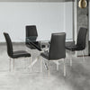 Rectangle Cross Glass Dining Table + 2/4 Faux Leather Chrome Chairs Set