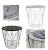 Wire Side Table Retro Metal Basket Marble Top Storage Table Home Furniture