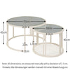 Round Nesting Coffee Tables Set of 2 Glass Top Side End Tables with Metal Frame