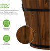 2PC Rustic Wood Whiskey Barrel Wooden Planter Round Plant Pot Outdoor Garden