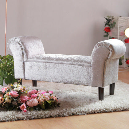 Crushed Velvet Fabric Ottoman Lounge Chair Bed End Sofa Bench Window Seat Pouffe