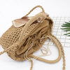 Women Brown Bowknot Straw Beach Bag Tote Basket Handbag Shoulder Messenge