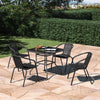 Square Table Glass Top Coffee Dining Balcony 2/4 Chairs Seat Outdoor Furniture