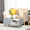 Two-Tone Coffee Table Marble Effect w/ Storage Wood Legs Home Furniture