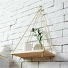 Wooden Rope Hanging Shelf Bathroom Kitchen Floating Shelf No Nails Shelf Rustic