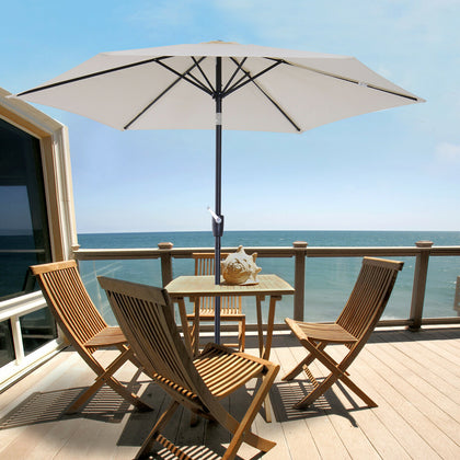 Outsunny Patio Umbrella Parasol Sun Shade Garden Aluminium Cream White 2.7M