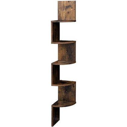 5 Tier Floating Wall Shelves Corner Shelf Storage Display Holder Bookcase Set