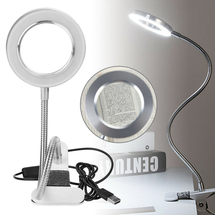 Desk Table Top 8x Magnifier Lamp Eyelash Beauty Nail Salon Tattoo White