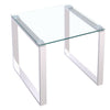 Square Glass Side Table Chrome Stainless Steel Modern Tempered Glass Living Room