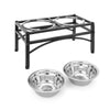 Double Elevated Dog Pet Feeder Bowl Stainless Steel Food Water Stand Tray UK