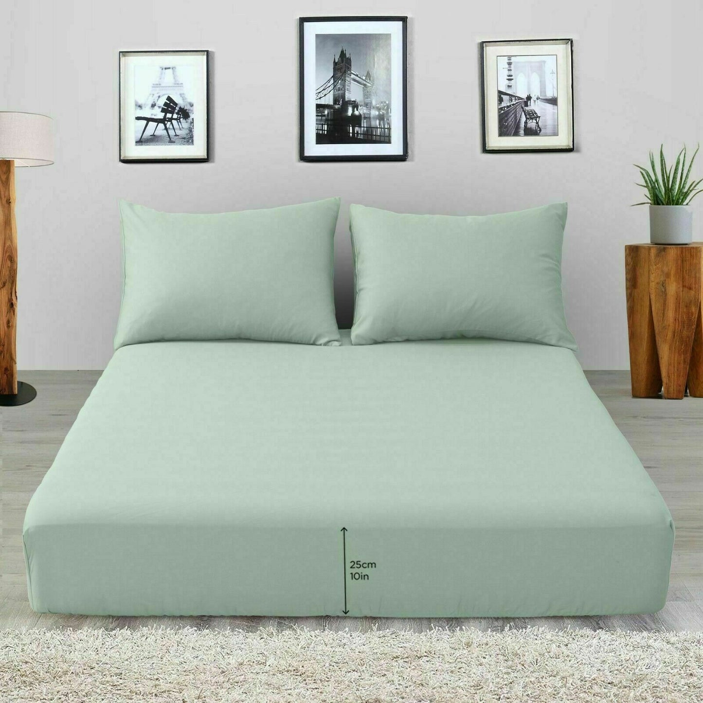 Full 25cm Fitted Sheet Bed Sheets 100% Poly Cotton Single Double King King Size