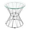 Silver Clear Glass Top Coffee Table Sofa Side End Tables Round Small Laptop Desk