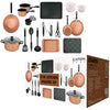 Copper 21 Pcs Kitchen Cookware Saucepan Utensil Pot Pan Bakeware Starter Set