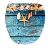 3Pcs Bathroom Blue Starfish Bathroom Non-Slip Pedestal Rug + Lid Toil