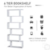 6-Tier Storage Shelf Modern S-Shape Design Stand Unit Storage Display White