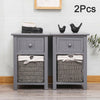 2x Modern Chic gery Bedside Tables Small fresh Storage Wicker Basket