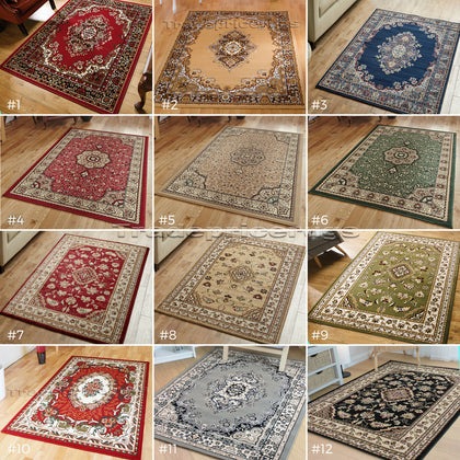 SMALL - EXTRA LARGE ELEGANT CLASSIC TRADITIONAL RUGS BLUE DARK RED GREEN BEIGE