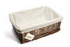 Woodluv Brown Wicker Wht Linning Linen Laundry Basket /Bin Storage Trunk Hamper