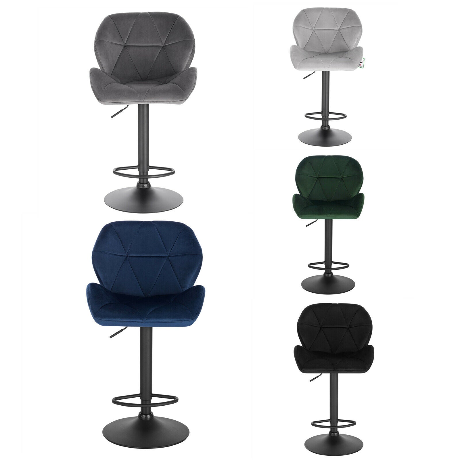 1/2/4/6x Bar Stools Gas Lift Swivel Stool Vilvet Breakfast Kitchen Cafe Chairs