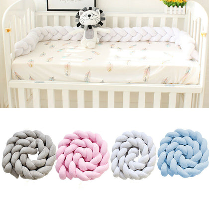 Cot Bumper Braid Pillow Nursery Bed Wall Kids Crib Cot Bedding Cushion Protector