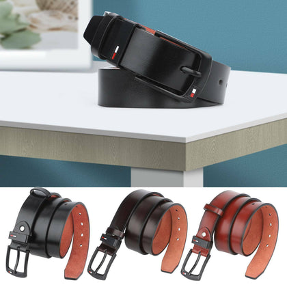 Leather Men's Belts New Buckle Trouser Sizes Coffee Brown Black Jeans Belts