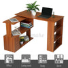 Black Corner Computer Desk 360°Rotating L-Shaped Table Storage Shelf Home Office