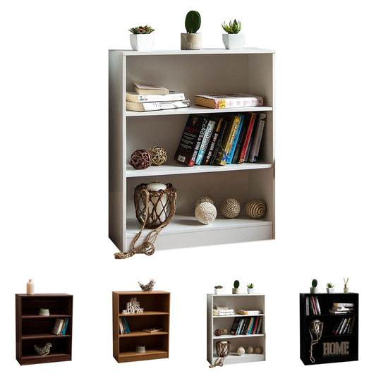 Cambridge 3 Tier Low Bookcase Display Shelving Storage Unit Wood Stand Shelves