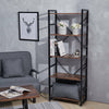 5 Tier Rustic Industrial Bookcase Vintage Storage Display Shelf Rack Bookshelf