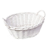 Handmade Wicker Oval Storage Gift Hamper Basket With Handles, White or Grey