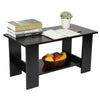 2 Tiers Modern Wooden Coffee Table with Storage Shelf Sofa Side Desk Living Room