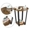 Set of 2 Industrial Side Table Round Sofa End Table w/ Storage Rack Metal Frames