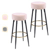 2x Velvet Padded Bar Stool Breakfast Kitchen Dinning Chair Seat w/ Gold Footrest