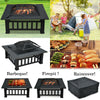 32'' Outdoor Garden BBQ Fire Pit Large Firepit Brazier Square Stove Patio Heater