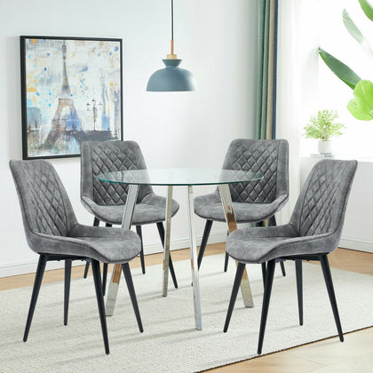 Set of 2 Dining Chairs Fabric Padded Seat Slope Accent Chair Living Room Kitchen
