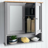 Bathroom Mirror Cabinet Grey Bamboo Wooden Double Wall Mounted Unit Christow
